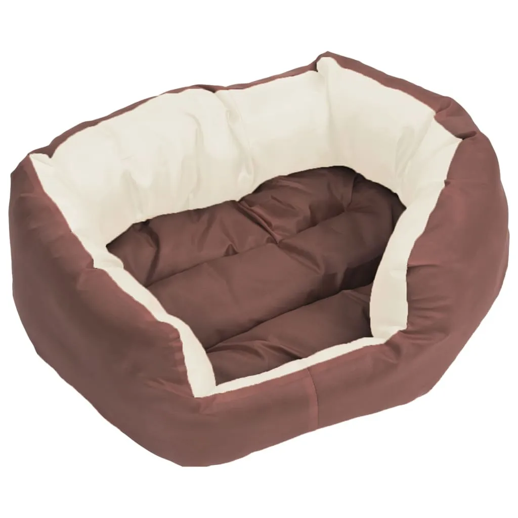 vidaXL Reversible & Washable Dog Cushion Brown and Cream 65x50x20 cm