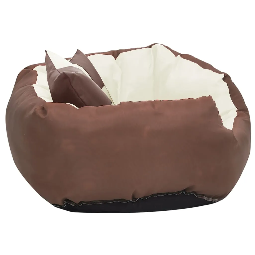 vidaXL Reversible & Washable Dog Cushion Brown and Cream 65x50x20 cm