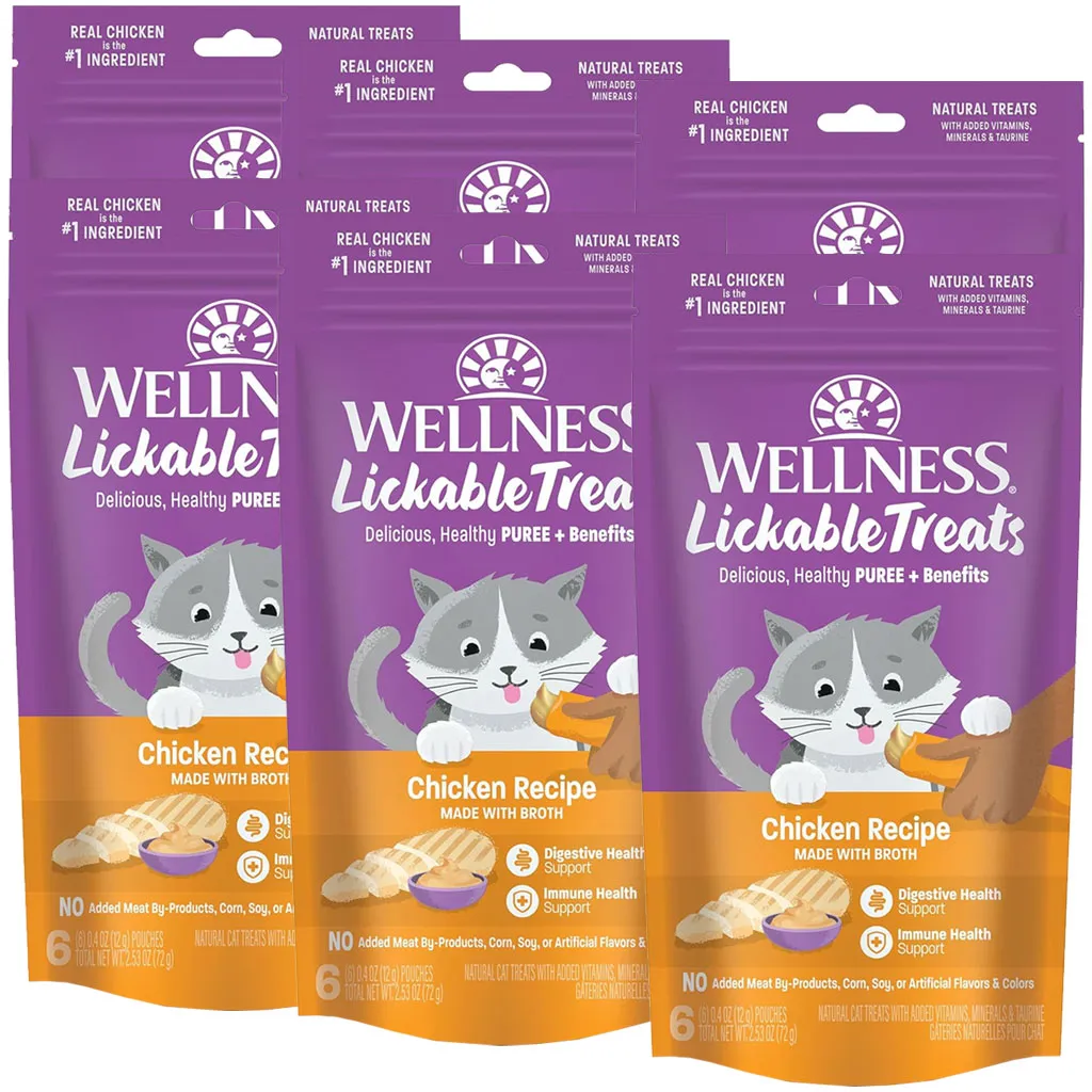 Wellness Lickable Treats Chicken Recipe Natural Treats for Cats, 2.5-oz