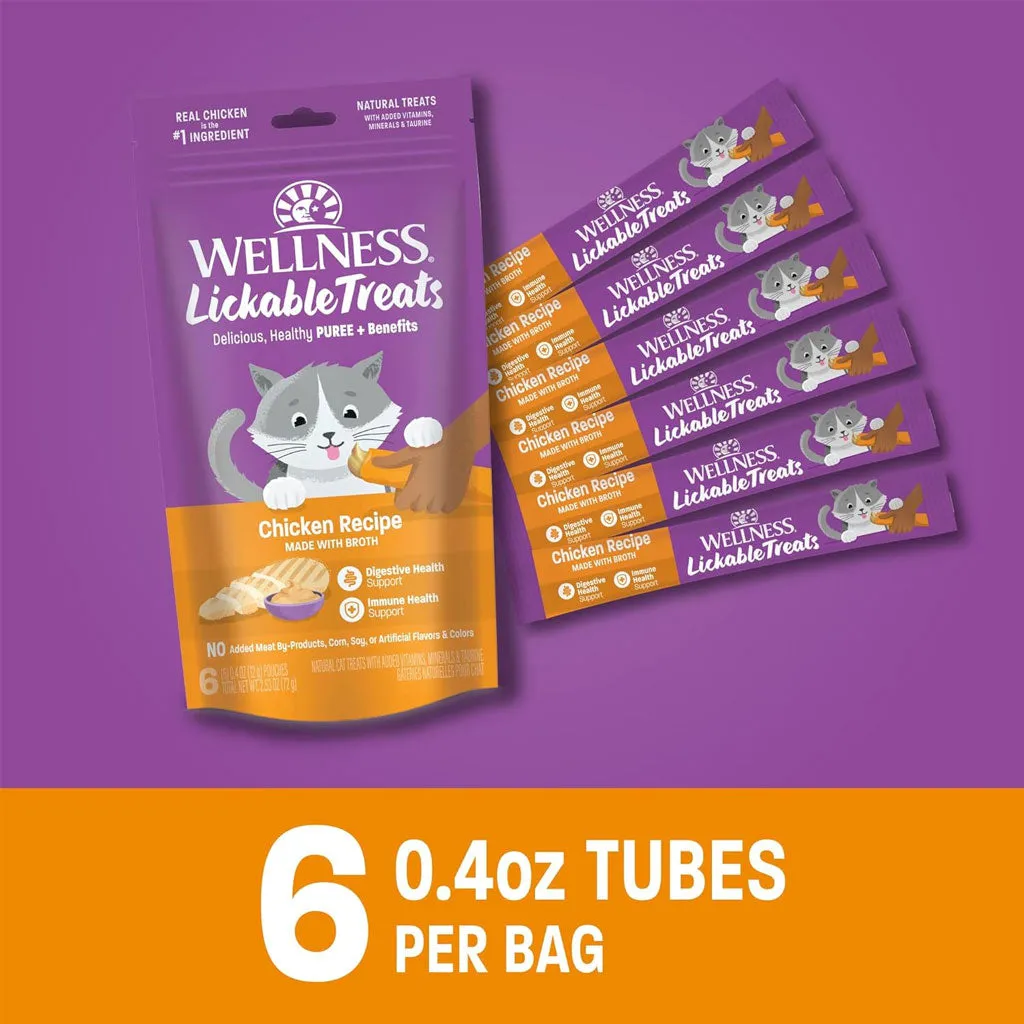 Wellness Lickable Treats Chicken Recipe Natural Treats for Cats, 2.5-oz