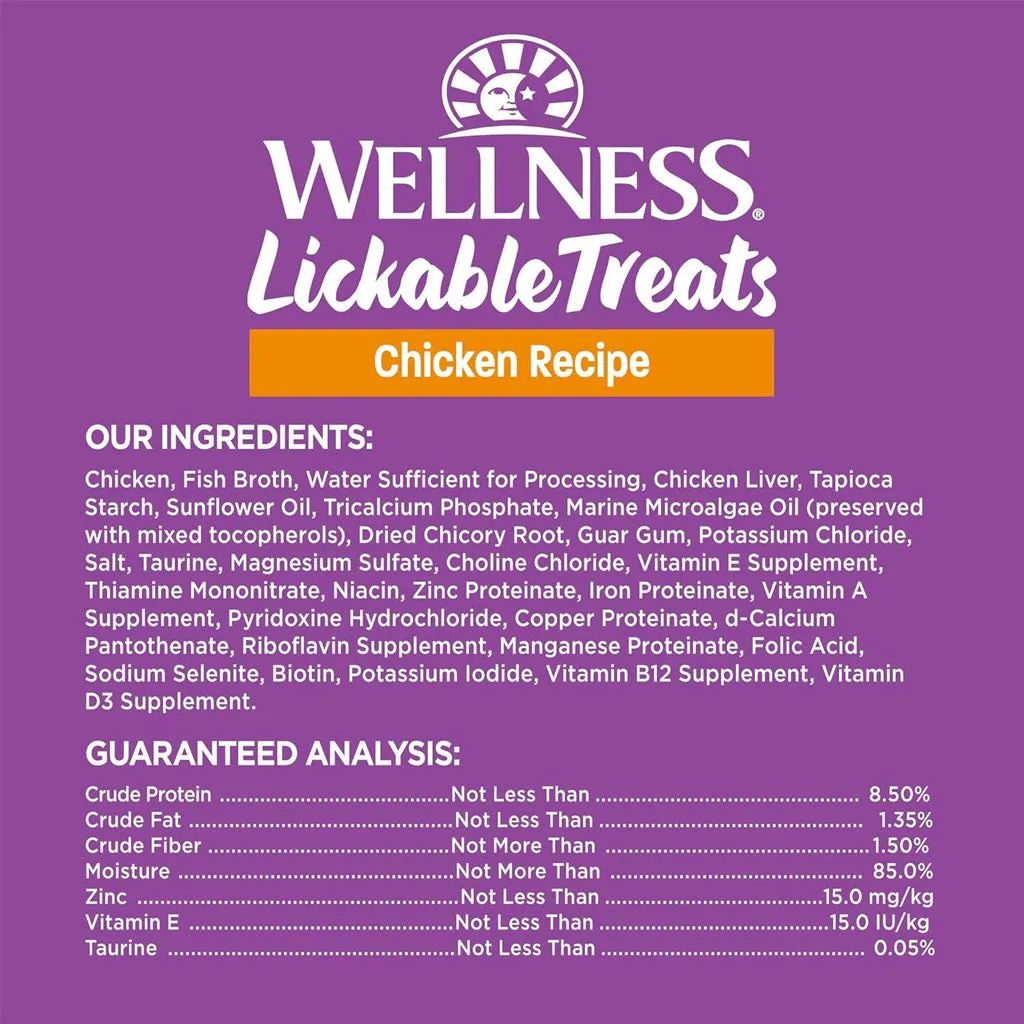 Wellness Lickable Treats Chicken Recipe Natural Treats for Cats, 2.5-oz