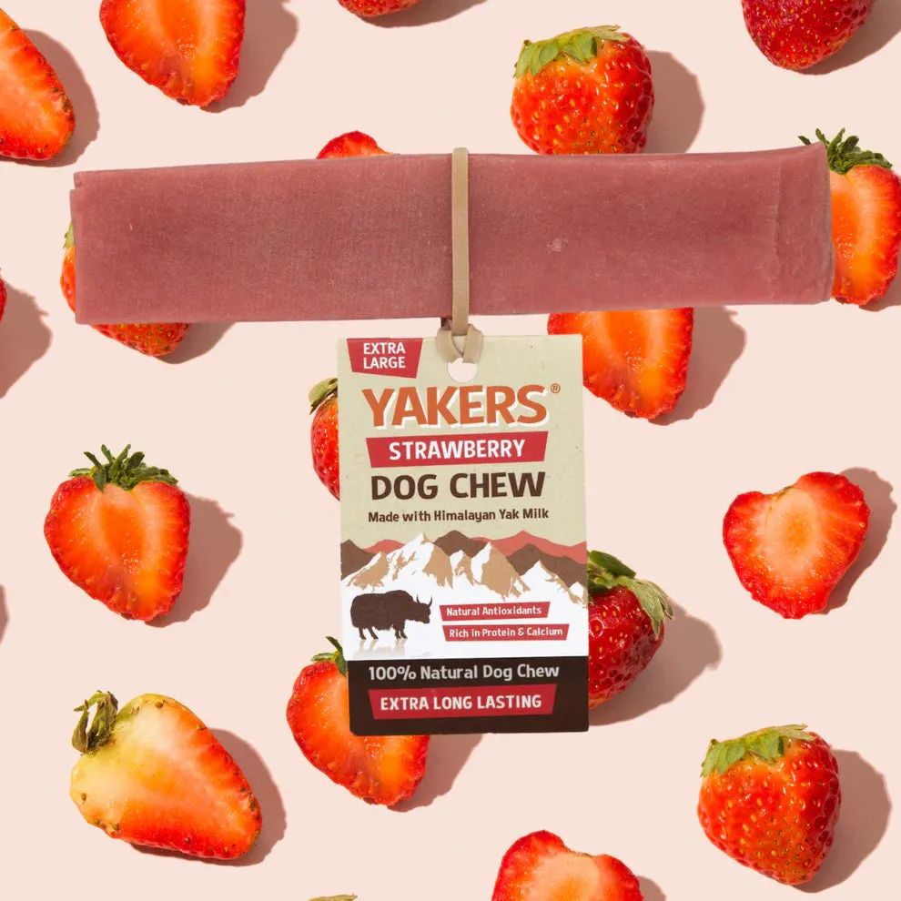 Yakers Strawberry | Himalyan Yak Milk | Hard Cheese Dog Chew - Medium