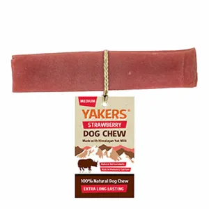 Yakers Strawberry | Himalyan Yak Milk | Hard Cheese Dog Chew - Medium